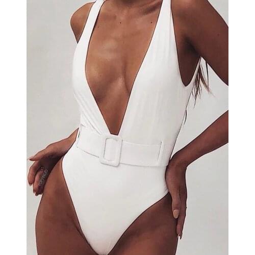 2020 New Swimwear Europe and America Multicolor Triangle Swimsuit Sexy Button Solid Female Bathing Suit Women One Piece