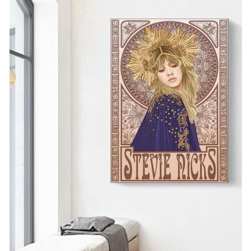 Nouveau Canvas Paintings Stevie Nicks Mucha Retro Posters and Prints Wall Art Pictures for Living Room Home Decoration Cuadro