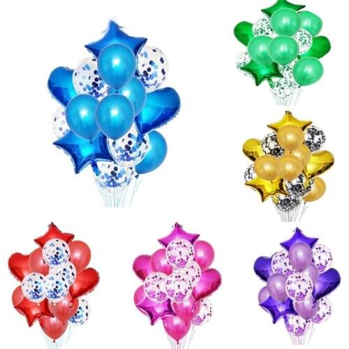 New Rose Gold Silver Sequin Transparent Latex Balloon Star Heart Aluminum Balloons Set Decor Kid Wedding Birthday Party Supplies