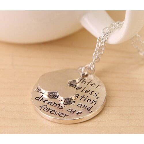 New Mouse Ear "Laughter is Timeless,Imagination Has No Age And,Dreams Are Forever" Women Men Chain Pendant Necklace Jewelry