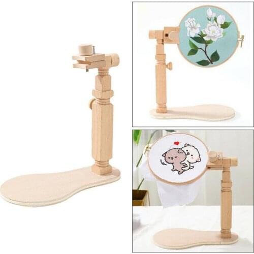 Cross Stitch Frame Stand 360°rotary Wooden Desktop Home Tools Embroidery Frame Set Buckle Hoop Cross Stitch Craft DIY Sewing