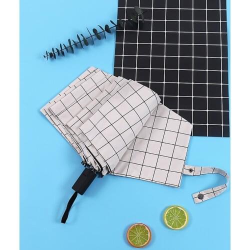 Full blackout Plaid umbrella,Umbrella Rain Women Fashion Arched Business Umbrellas Female Parasol Creative Gift