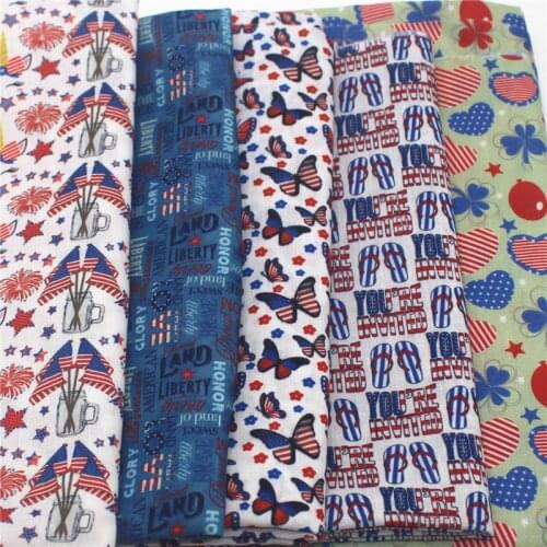 Half yard 45*140cm cartoon 4th of July print polyester cotton fabric mask handmade craft 498