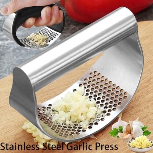 Stainless Steel Garlic Press Manual Garlic Mincer Chopping Garlic Tools Curve Fruit Vegetable Tools Kitchen Gadgets Cocina