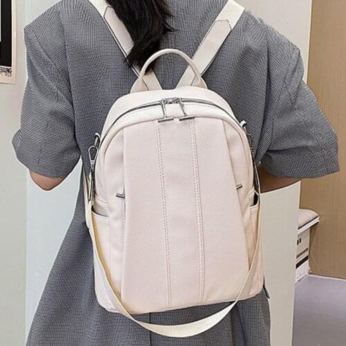 Simple Womens Backpack for Girls PU Large Capacity School Bag Casual Ladies Bagpack Female Anti Theft Leather Backpacks Mochila