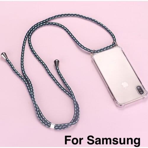 Lujosa carcasa transparente para telefono, collar cruzado con cordones y cuerda para SAMSUNG S8 S9 S10 Note9 A50 A70 A7 A8 A9