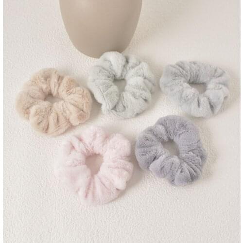 2021 Winter Warm Soft Cute Women Girls Plush Scrunchie Elastic Hair Rubber Bands Accessories Tie Hair Ring Rope Holder Headdress