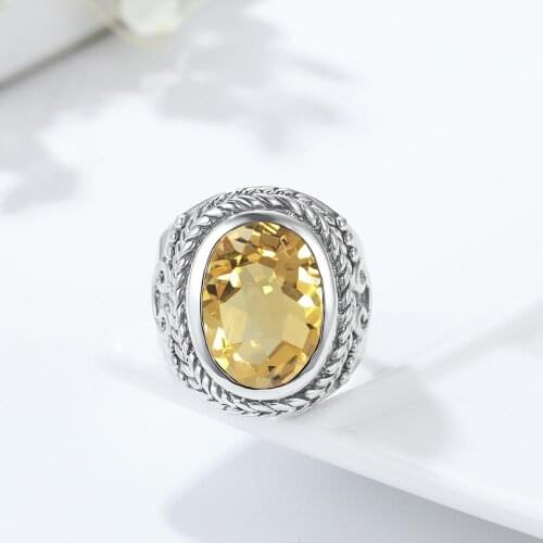 Luxury Rings For Women With Crystal Stone Garnet Vintage real Silver brand Engraved Jewelry wife gift