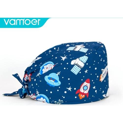 Nurse caps Red flower print scrubs hat adjustable pet clinic nursing cap buttons medical Surgical hat Operating room doctor caps