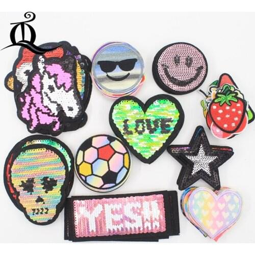 Mix 6-12pcs Sequins cartoon DIY fashion fine embroidery cloth patches patches clothing jeans trumpet childrens stickers E