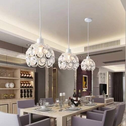 Modern Iron crystal European style pendant lights E27 LED 220V pendant lamps for living room kitchen bedroom study restaurant