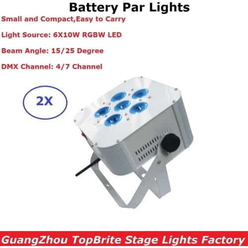 2 Units Battery Par 6X10W RGBW LED Stage Par Lights DMX512 Control For Disco Dj Projector Carnival Party Shows Decoration