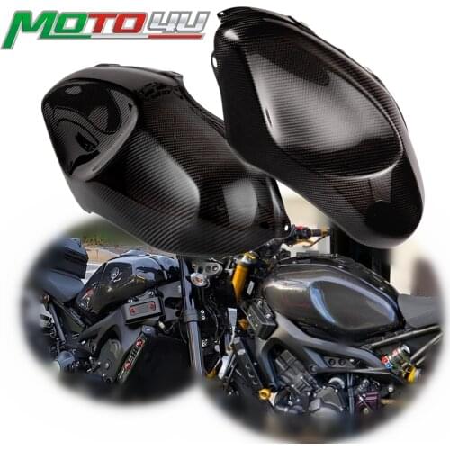 Carbon Side Tank Covers Motorcycle Tank protector Covers Sliders Protectors 100% Carbon Fiber Gloss For YAMAHA XSR900 XSR 900
