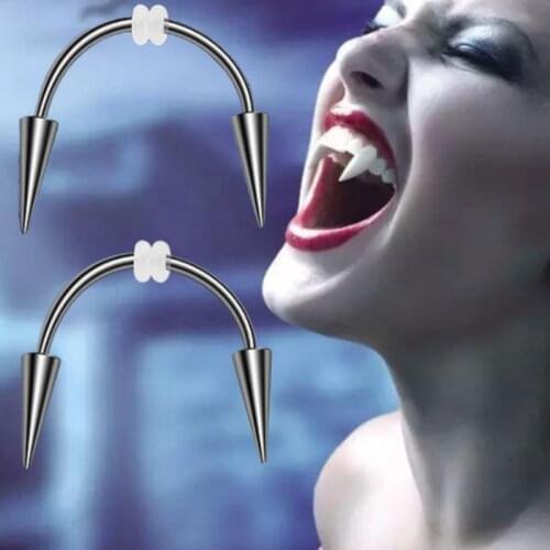 Smile Lip Tiger Tooth Studs Stainless Steel C Rod Nail Septum Piercing Vampire Tooth Piercing Decoration Punk Tooth Decoration
