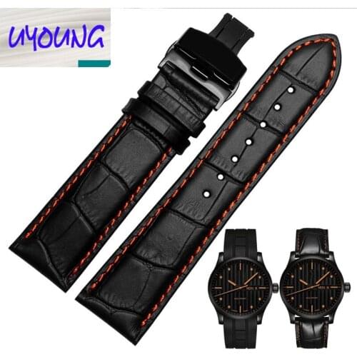 22mm 23mm univesal fit Leather watch band for M005 M005930 series pilot slub belt butterfly buckle