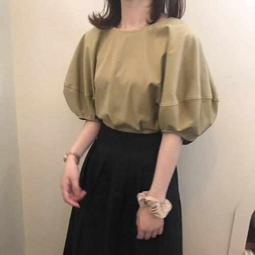 2020 New Big Puff Short Lantern Sleeve Vintage Chic Tops For Elegant Blouse Women Spring Shirt