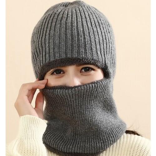 Winter hat men and women hooded head thicker warm masked hood biker windshield cold bib ear cap Skullies & Beanies