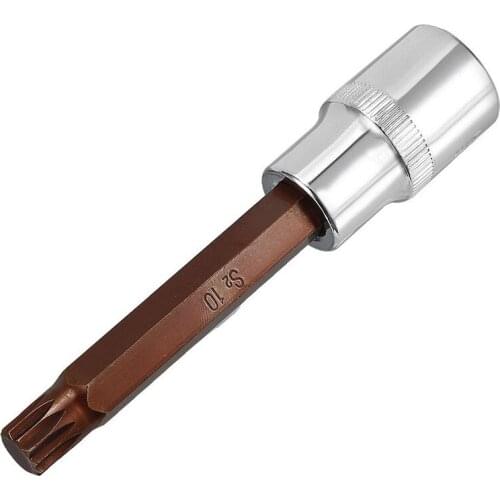 1/2-Inch Drive 10mm Triple Square Spline Bit Extra Long Socket, S2 Steel