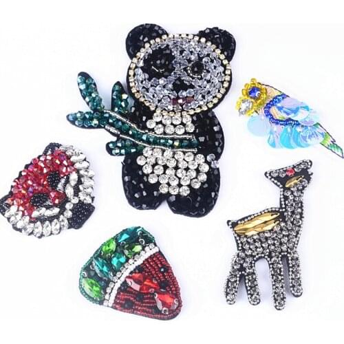 Lovely Animal 10pcs design sew on rhinestones motif transfer design glue on DIY motifs patches applique for kid garment bag shoe
