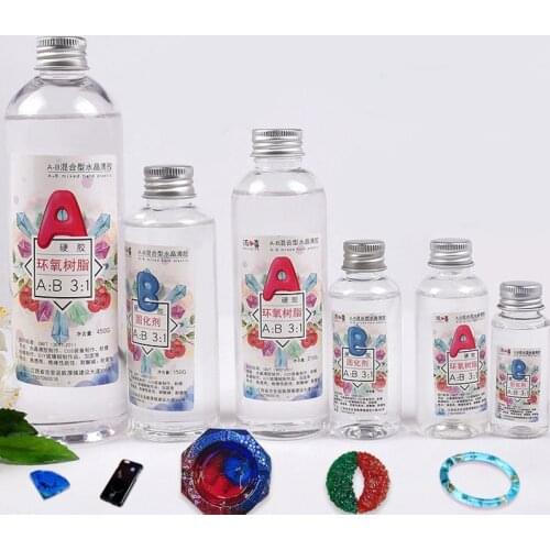 100/280/600G 1 Set Clear Resin Epoxy High Adhesive 3:1 diy handmade Make Crystal Glue Resin Jewelry Clear crystal hard glue