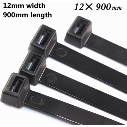 100PCS 12*900mm Nylon Plastic Network Cable Wire Organiser Zip Tie Cord Strap Black Fasten Cable Self-locking