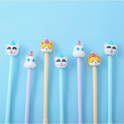 36PCS Korean-Style Cartoon Silicone Gel Pen Cute Mini Flexible Glue Cute Pet Animal Combination Primary School Stationery