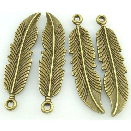 5pcs 45*11*3mm Antique Bronze Long Leaf Charm Pendant for DIY Necklace Jewelry Making Handmade Craft 16848