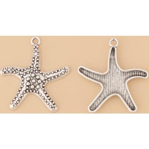 50pcs/Lot Tibetan Silver Starfish Star Charms Pendants for DIY Earring Bracelet Necklace Jewelry Making Accessories