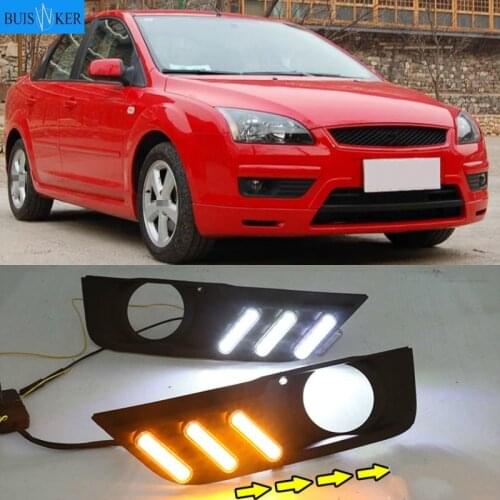 Car led drl For Ford Focus 2005 2006 front Driving Lamp Foglight Daytime Running light Drl White yellow 12V