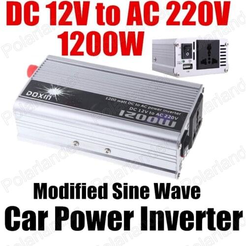 12V DC to AC 220V Car Auto Power Inverter Converter Adapter 1200W Wholesale voltage transformer modifier sine wave