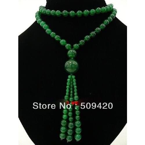 Free Shipping Wholesale>>> Beautiful new green jade long Pendant necklace 30"