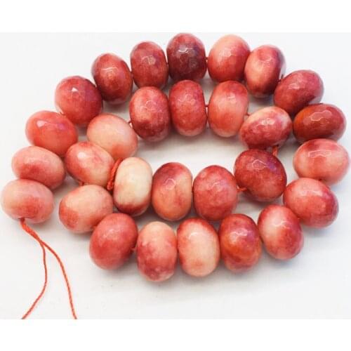 Loose beads pink red jasper roundel faceted 18*12mm 14" for DIY jewelry making FPPJ wholesale beads nature gem stone