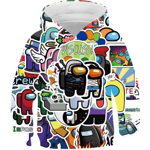Boys And Girls Childrens Clothes Hoodie Casual Sports Cartoon Fashion Trend Pullover Teenager Hip-hop Long Sleeves Among Us