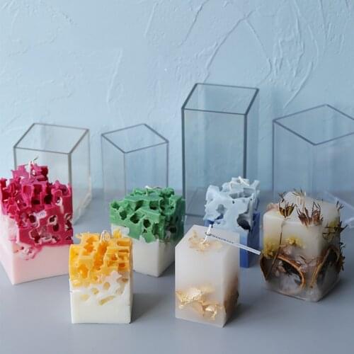 Square Candle Mould Acrylic Plastic Mould Aromatherapy Cave Craft Candle DIY Material Plastic Mould Fondant Cake Plaster Mold