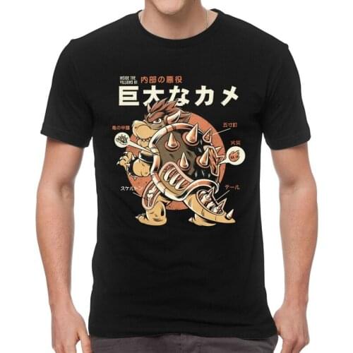 Harajuku Bowserzilla T Shirts Men Short Sleeve Cotton T-shirts Video Game Monster T Shirt Anime Manga Kaiju Tee Novelty Tshirt