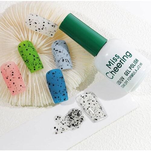 12ml Egg Shell Nail Art UV Gel Polish Clear Base Black Spot Effect Hybrid Cute