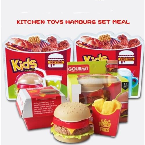 Simulation Kitchen Pretend Play Cutting Cooking Fast Food Breakfast kids game Toys Safety Mini Simulation Food Sets Educational