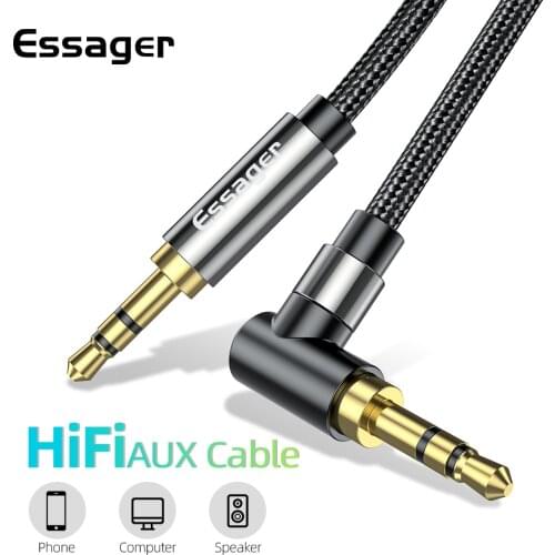 Essager AUX Cable 3.5mm Jack Audio Cable For Speaker Wire Headphone Car 3.5 mm Jack Hifi Aux Adapter Cord For Xiaomi mi Laptop