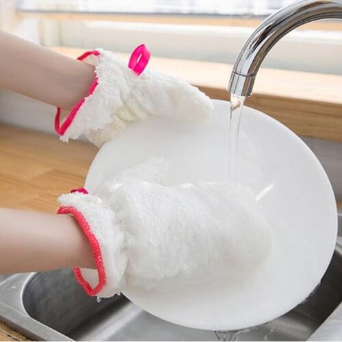 Kitchen Anti-oil Anti-oil Washing Gloves Kitchen Dishwashing Cloth Brush Pot Brush Bowl De-oiling Waterproof Cleaning Gloves