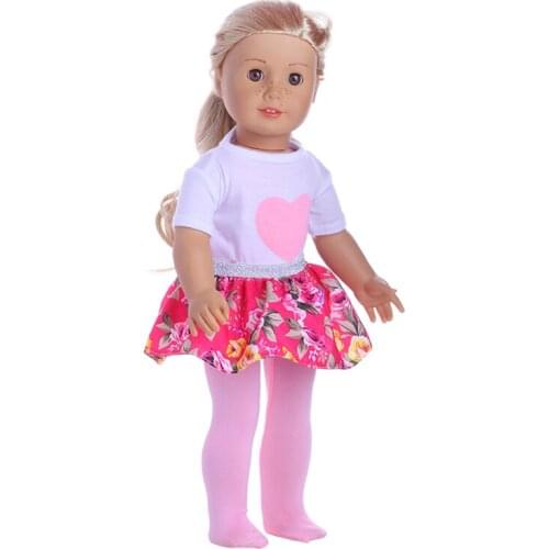 Best sweet Gift A set of bottomed shirt + small skirt + leggings for doll,43cm zaps M207