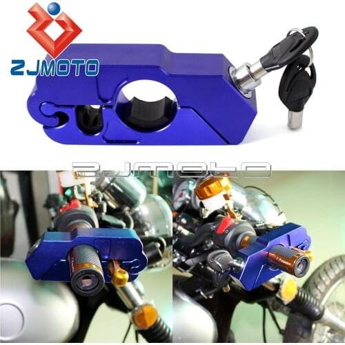 Motorcycle Lock CNC Aluminum Handlebar Grips Brake Lever Throttle Brake Lever Lock Security Blue