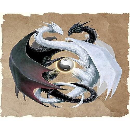 Two dragons Animal DIY Digital Painting By Numbers Modern Wall Art Canvas Painting Christmas Unique Gift Home Decor 40x50cm