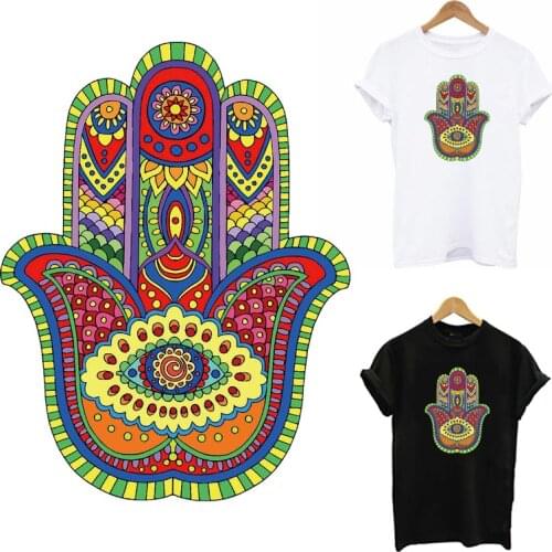 Hamse Hand Fatima Patches For Clothing DIY A-level Washable Iron On Heat Transfer Women T-Shirt Thermal Clothes Sticker Decor
