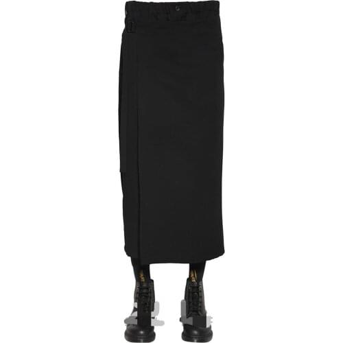 Mens new hair stylist fashion catwalk street personality design show original wide-leg culoskirt adjustable size pants
