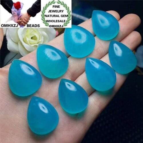 OMHXZJ Wholesale ZB437 European Fashion Birthday Wedding Gift Natural Stone Fine Amazonite Peace Buckle Water Drop Pendant Charm