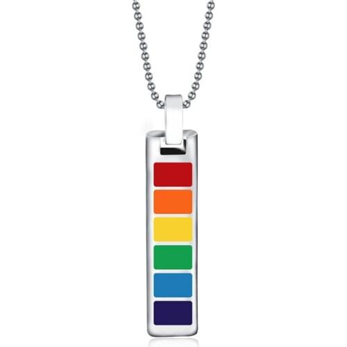 Stainless Steel Rainbow Necklace Gay Pride Necklace Colofrul Dog Tag Necklace For Man and Women Homosexual LGBT jewelry