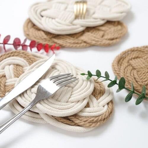 Placemat Pad Coasters Kitchen Table Mats Knitting Bowl Mats Padding Mat Insulation Pad Round Square Hand-made Placemats