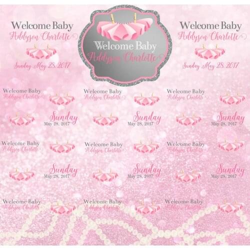 Custom Pink Ballerina Pearl Necklace Beaded Sparkly Bokeh background High quality Computer print party backdrops