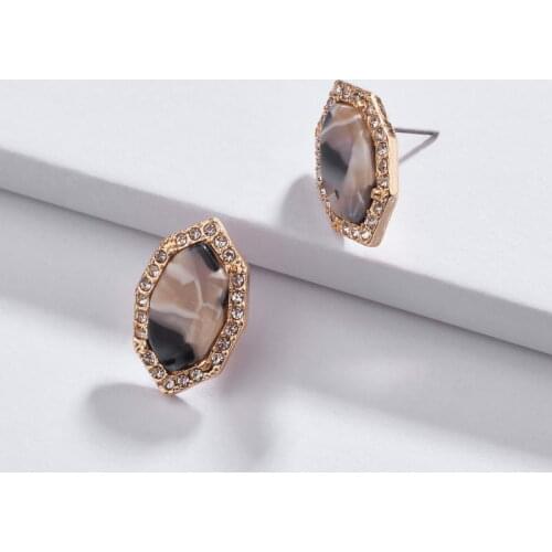 ZWPON 2020 New Pave Rhinestone Geometric Crystal Marquise Stud Earrings for Women