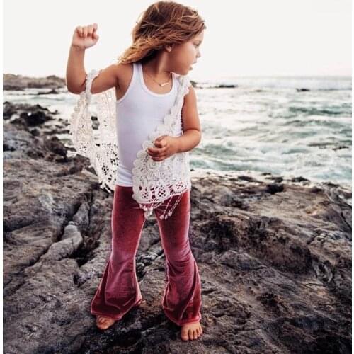 Kid baby Girls Pants 2019 New Autumn Brand Childrens Clothing Pleuche Solid Bell-bottomed Pants Casual Kids Flare Trousers